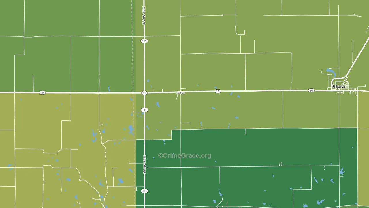 Piasa, IL Map of Theft Rates