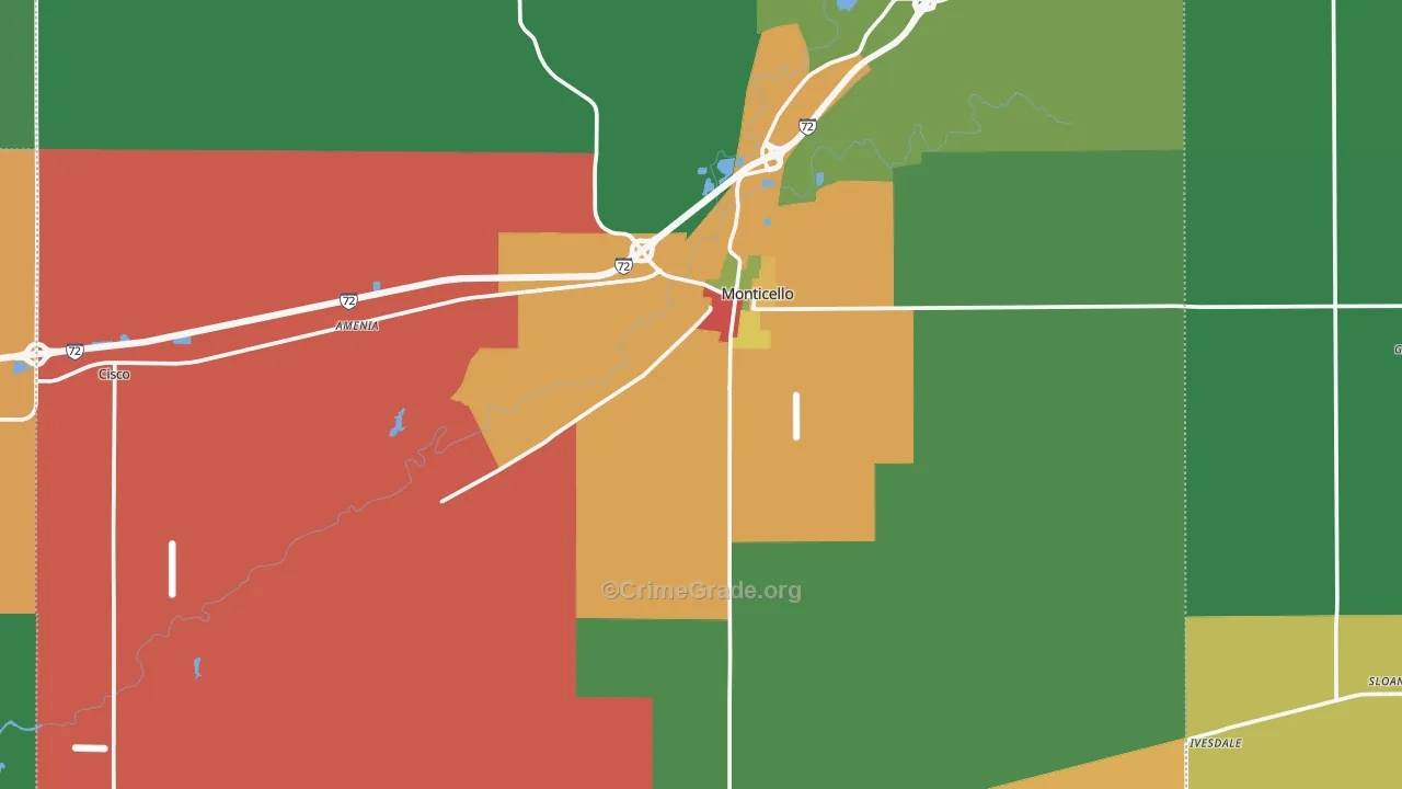Piatt County, IL Map of Theft Rates