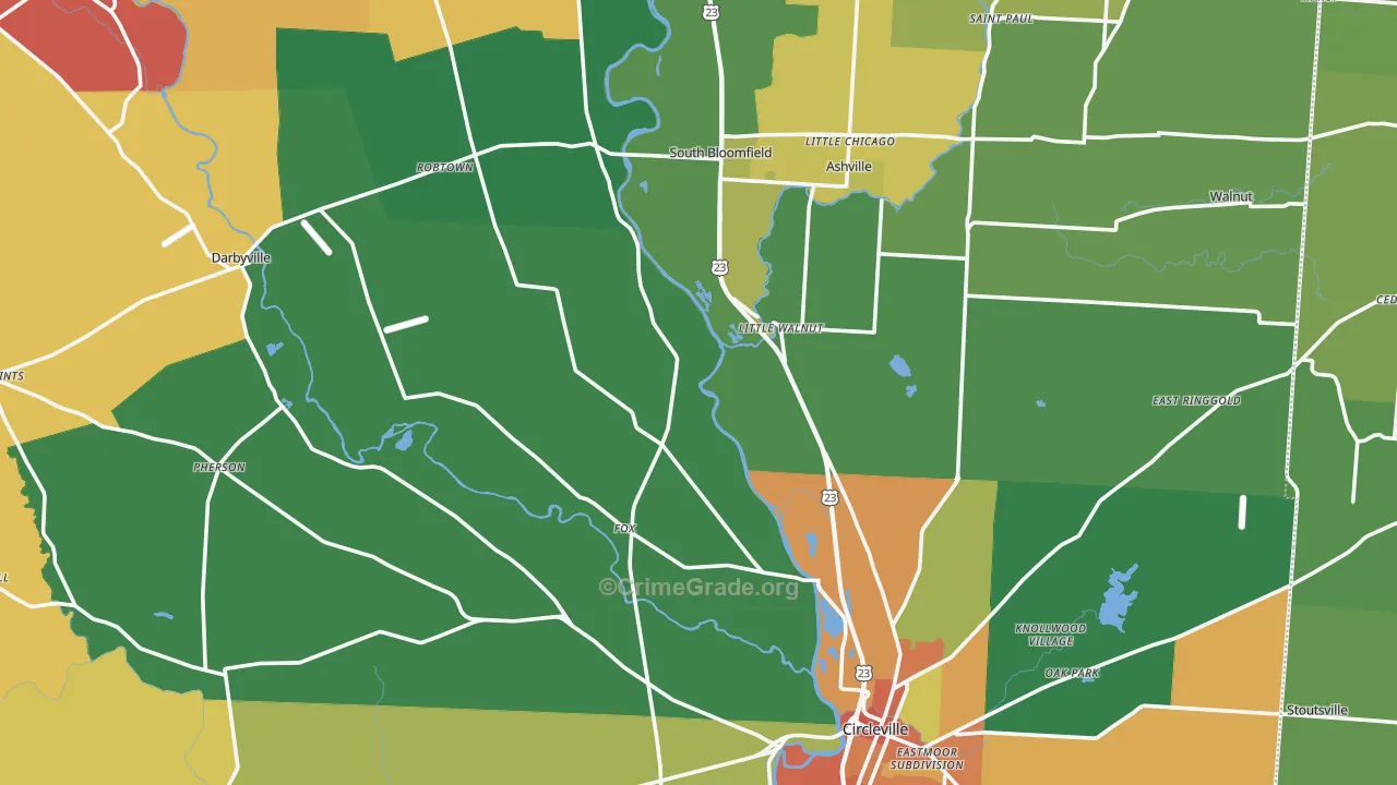 Pickaway County, OH Map of Theft Rates