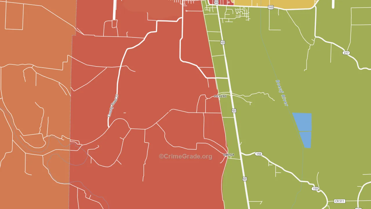 Pickens, AR Map of Theft Rates