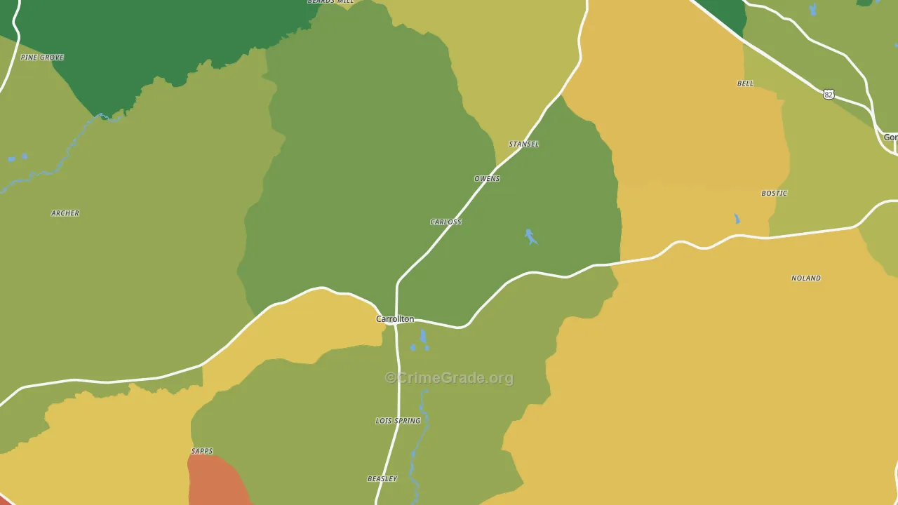 Pickens County, AL Map of Theft Rates