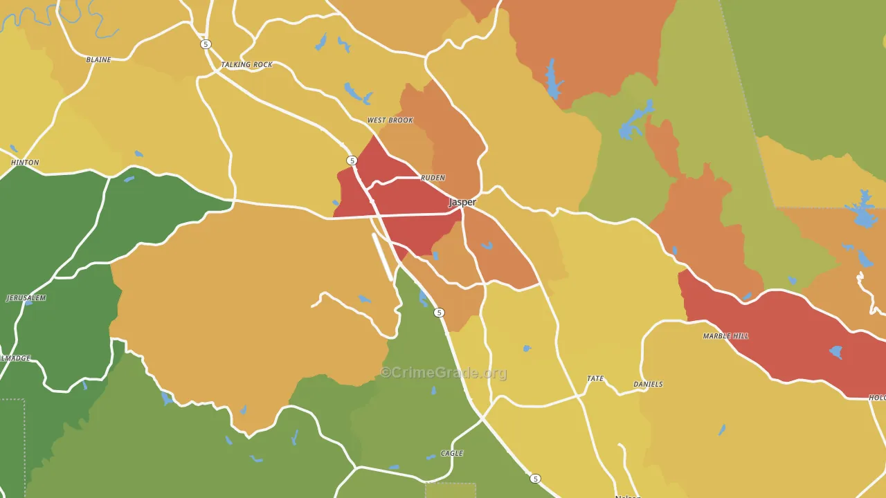 Pickens County, GA Map of Theft Rates