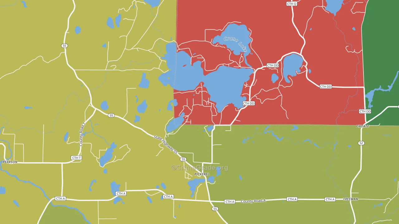 Pickerel, WI Map of Theft Rates