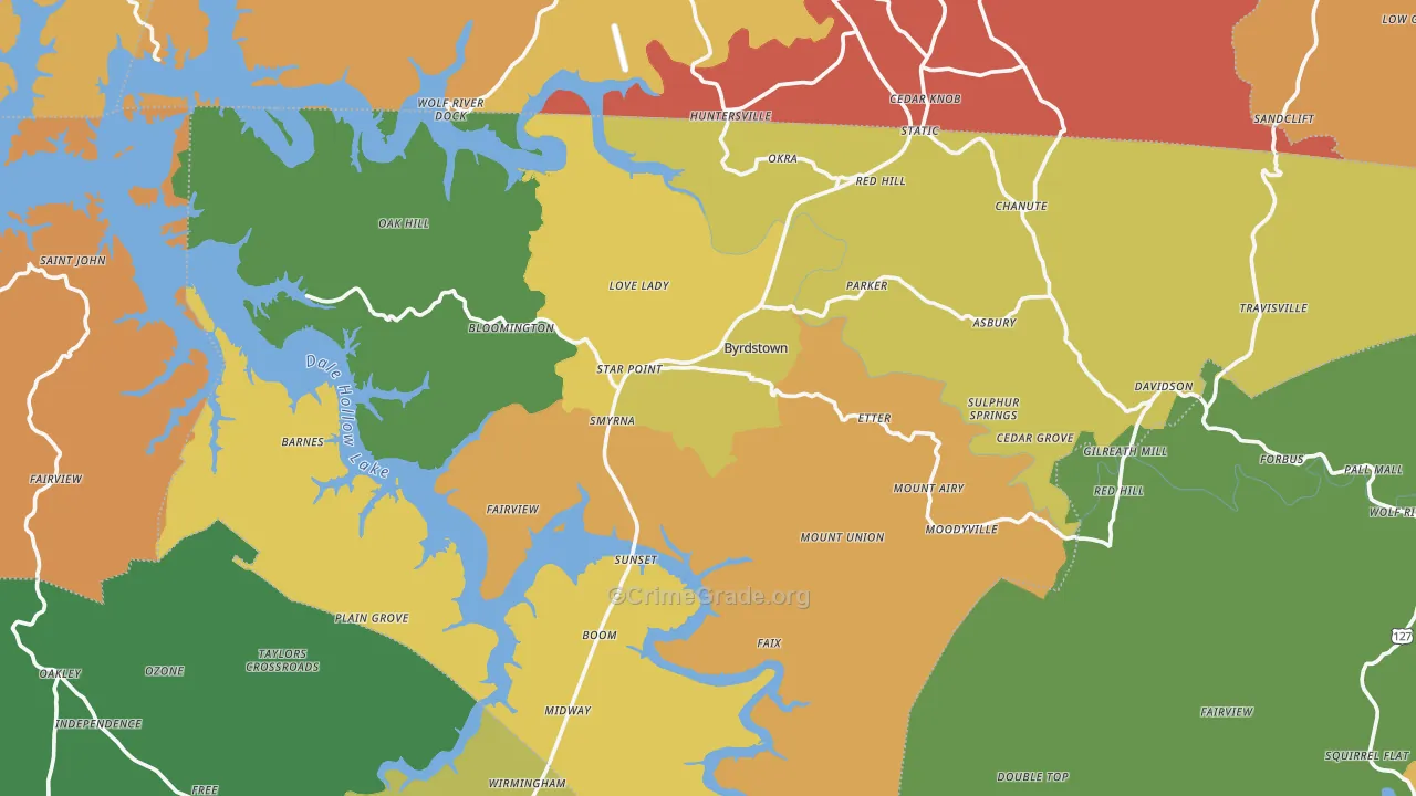 Pickett County, TN Map of Theft Rates