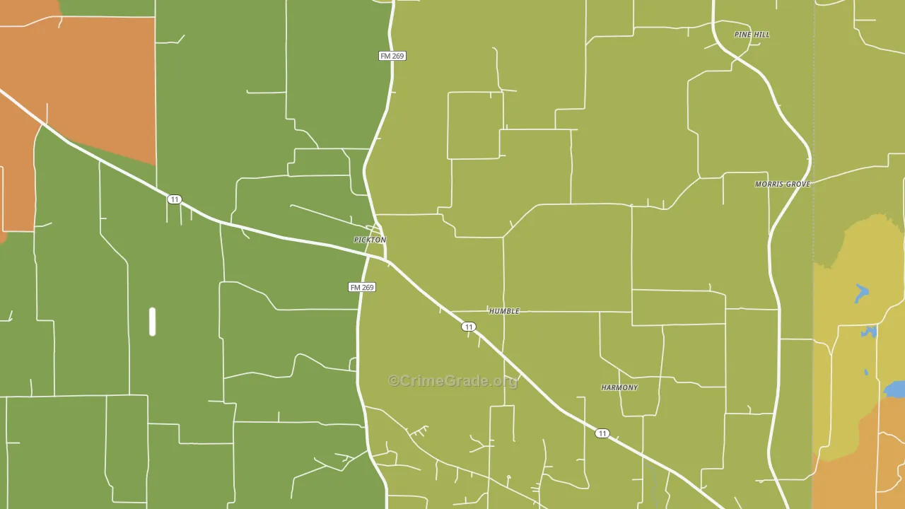 Pickton, TX Map of Theft Rates