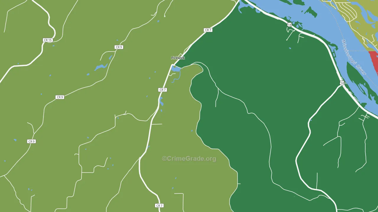 Pickwick, MN Map of Theft Rates