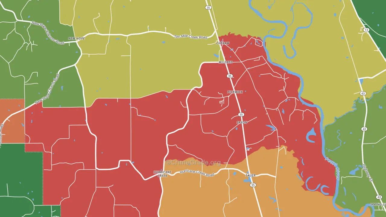 Pickwick, MS Map of Theft Rates