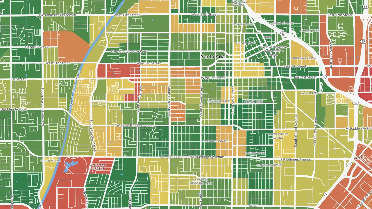 Pico-Lowell, Santa Ana, CA Map of Theft Rates
