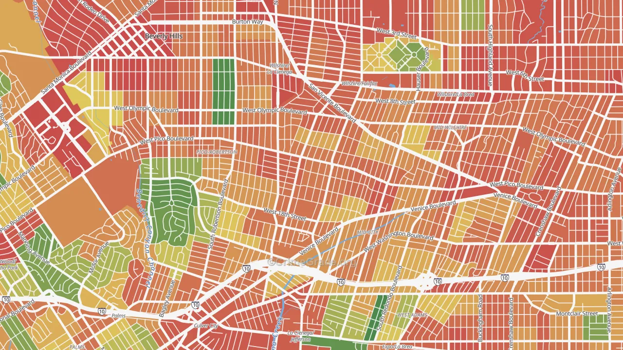 Pico-Robertson, Los Angeles, CA Map of Theft Rates
