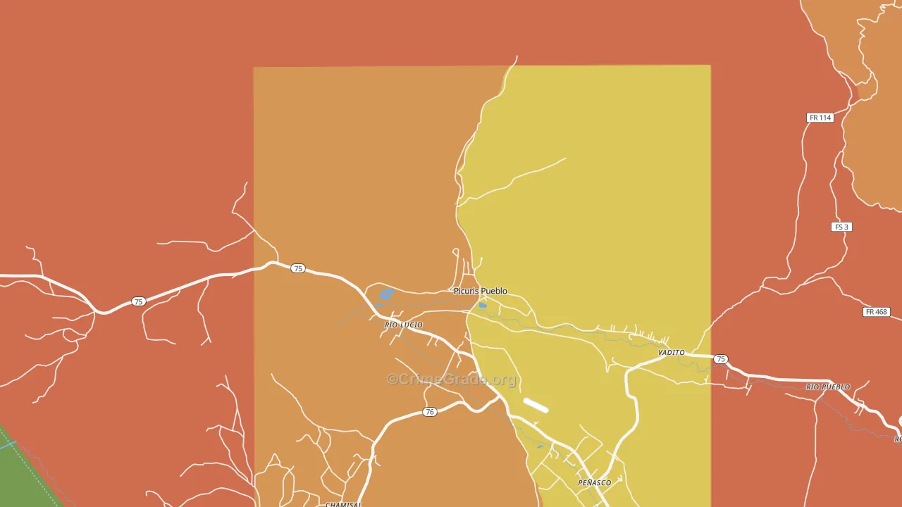 Picuris Pueblo, NM Map of Theft Rates