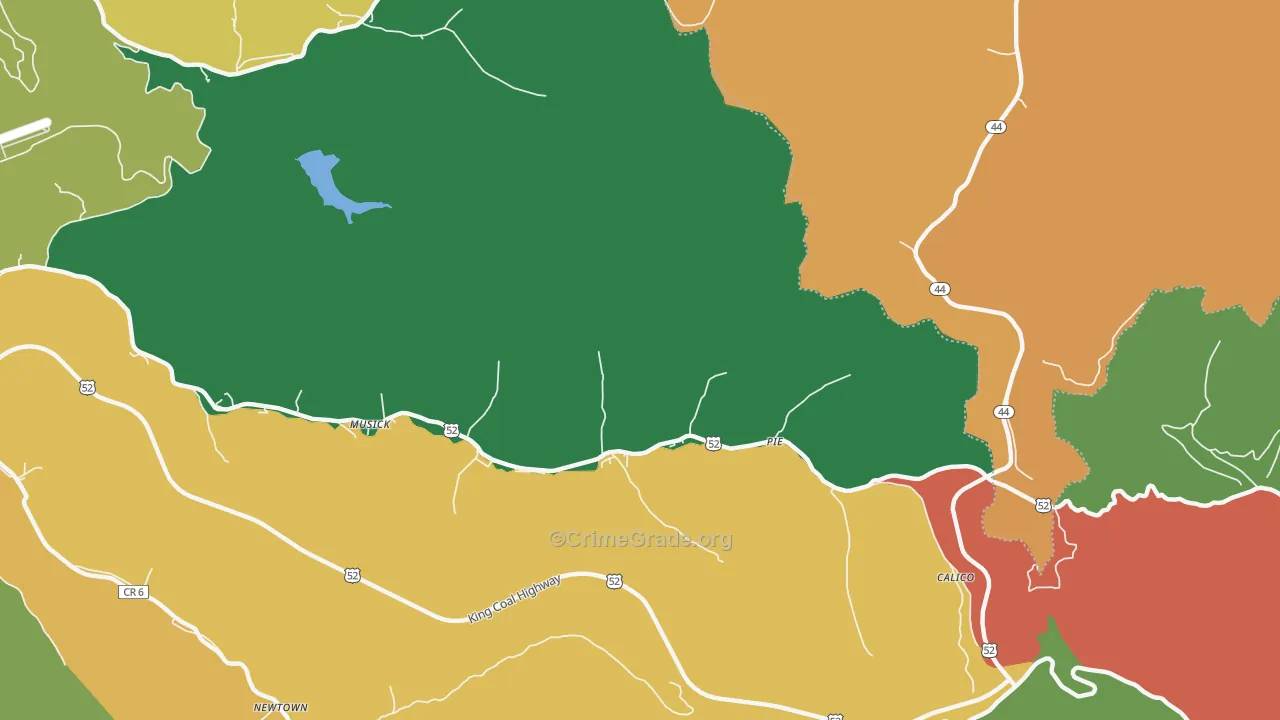 Pie, WV Map of Theft Rates