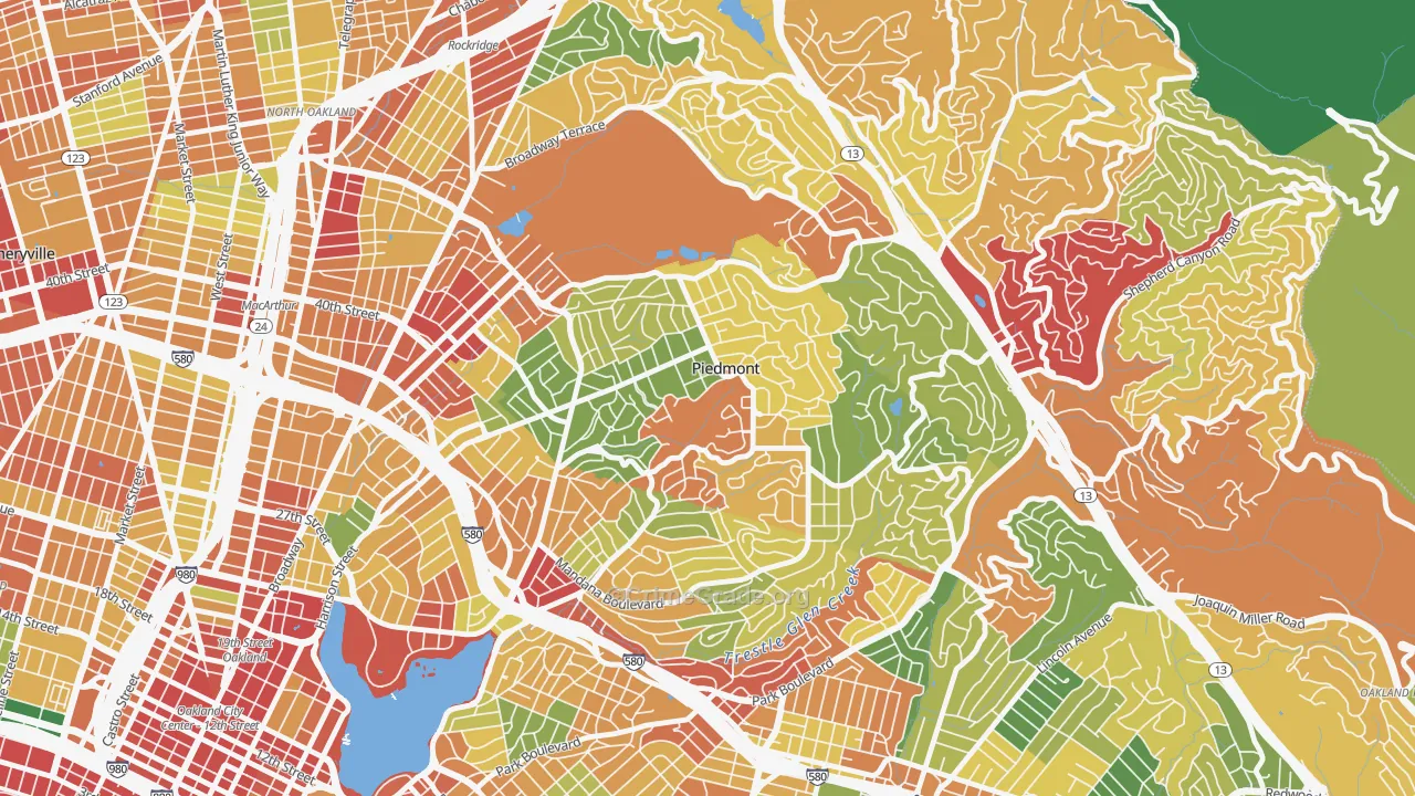 Piedmont, CA Map of Theft Rates