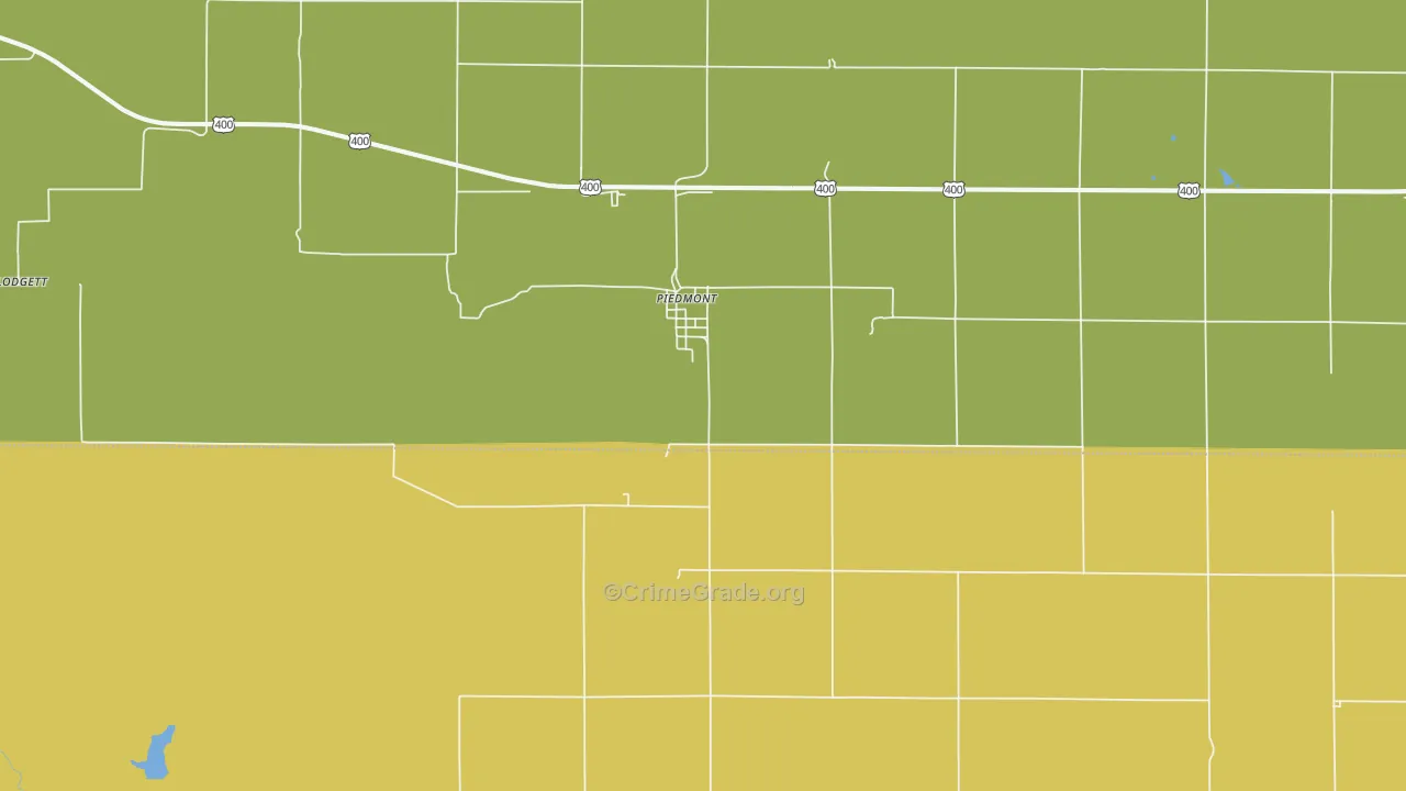 Piedmont, KS Map of Theft Rates