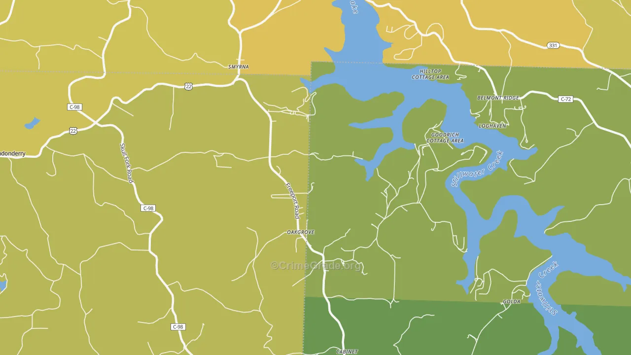 Piedmont, OH Map of Theft Rates
