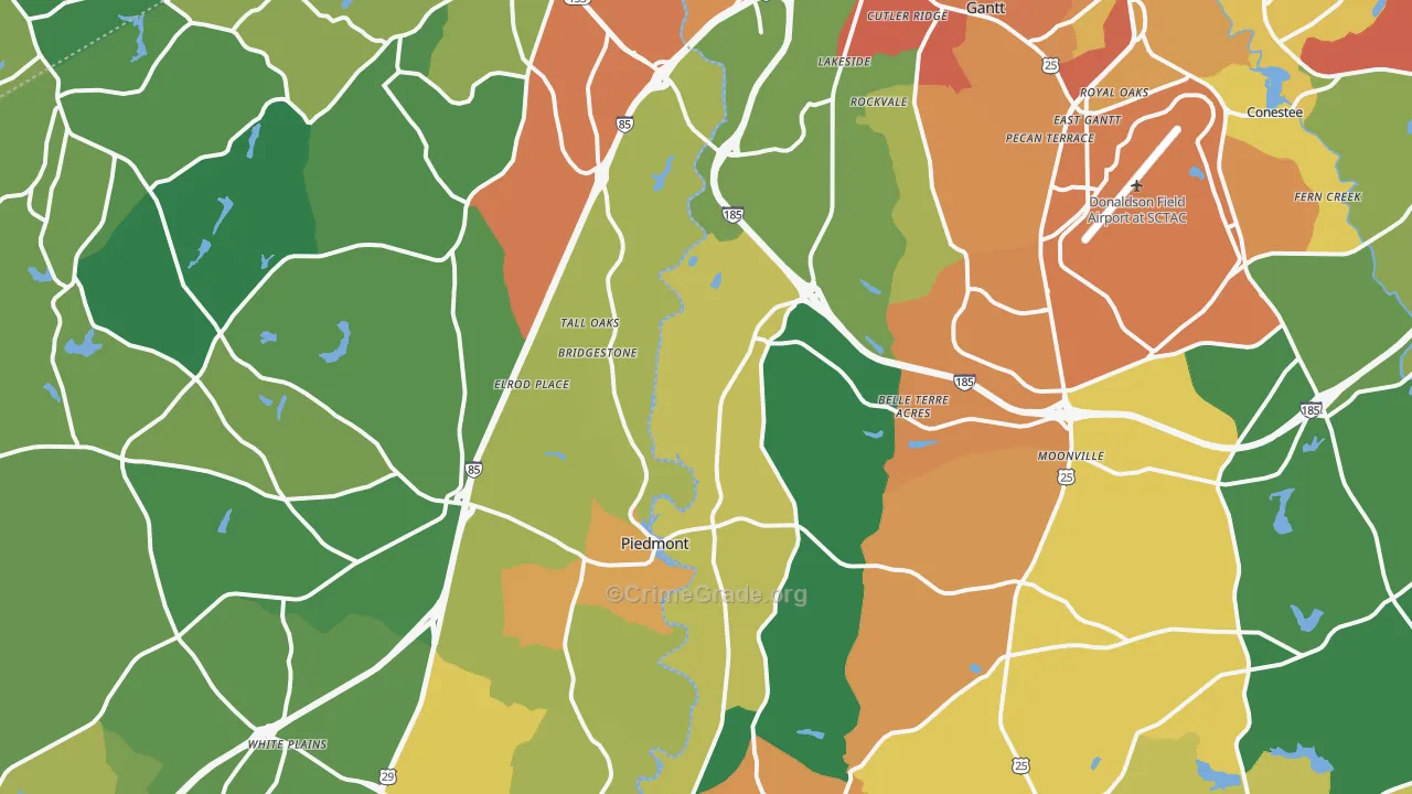 Piedmont, SC Map of Theft Rates