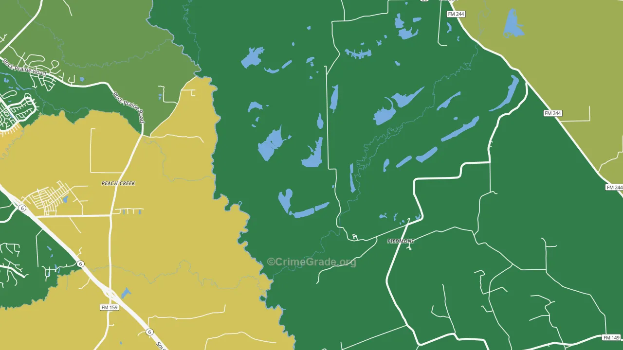 Piedmont, TX Map of Theft Rates