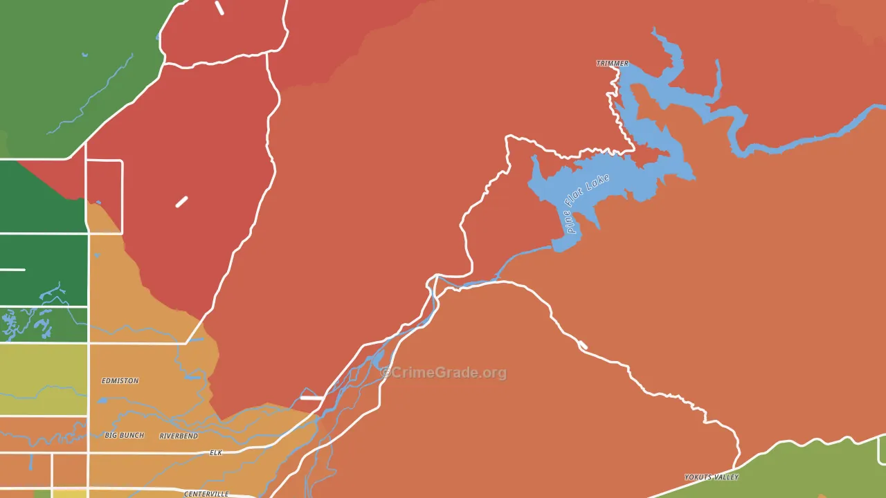 Piedra, CA Map of Theft Rates