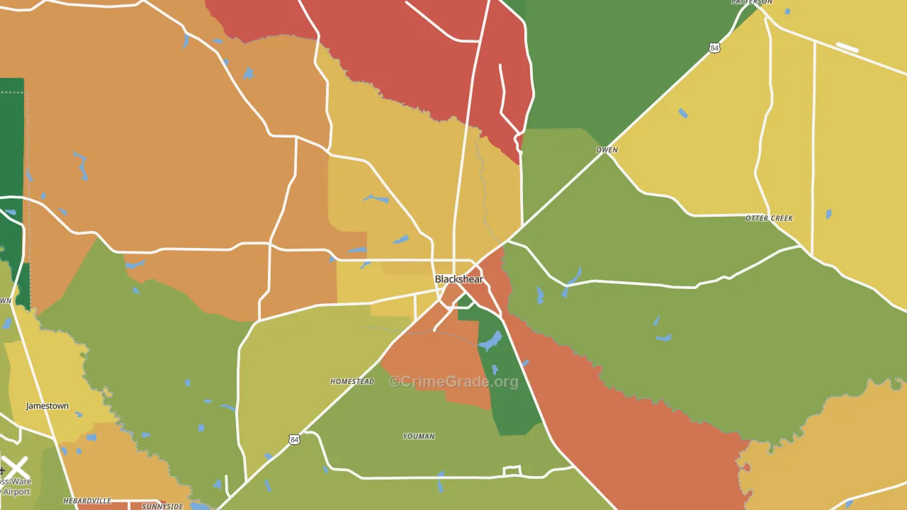 Pierce County, GA Map of Theft Rates