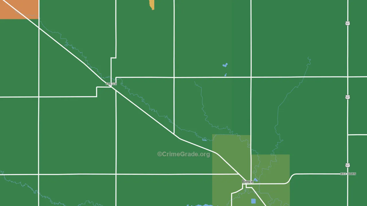 Pierce County, NE Map of Theft Rates
