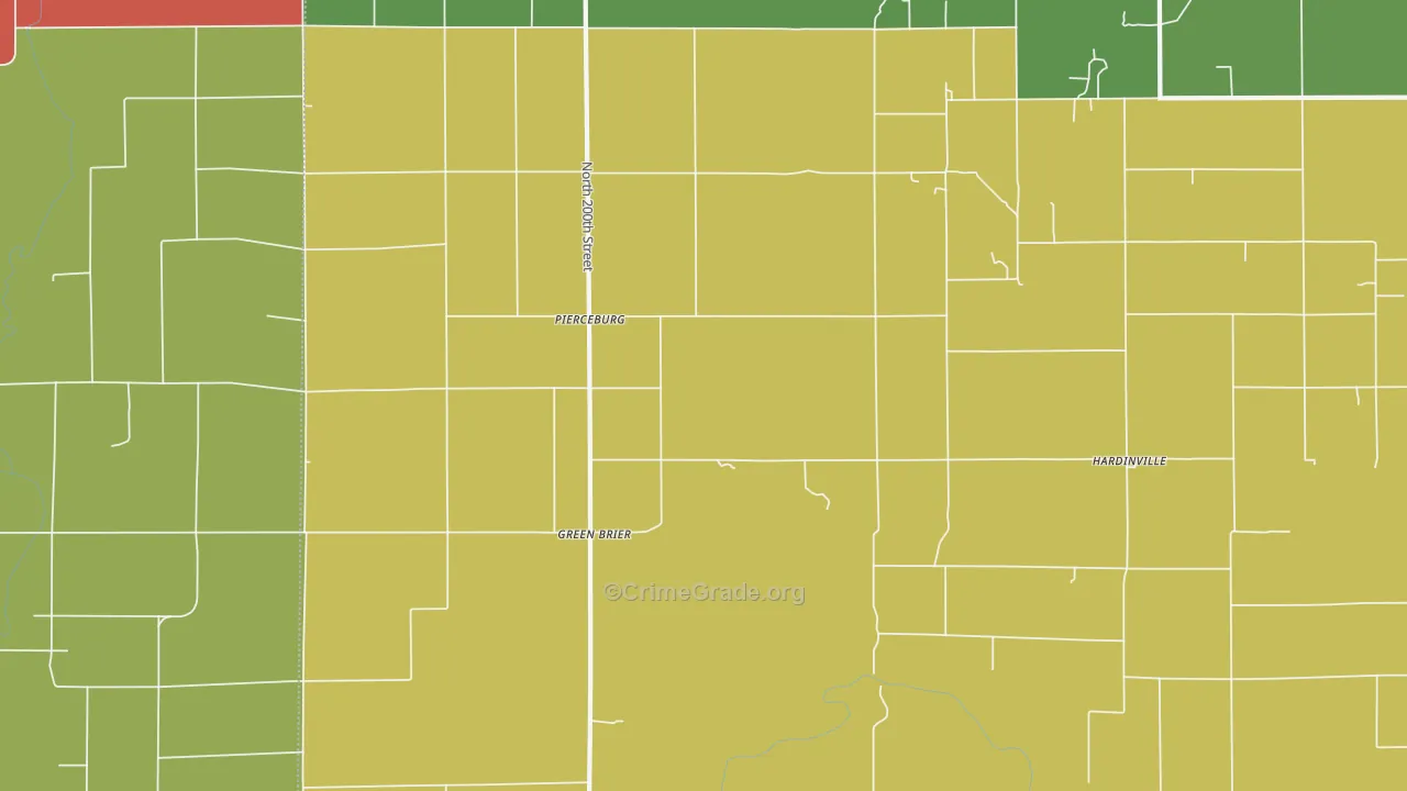 Pierceburg, IL Map of Theft Rates