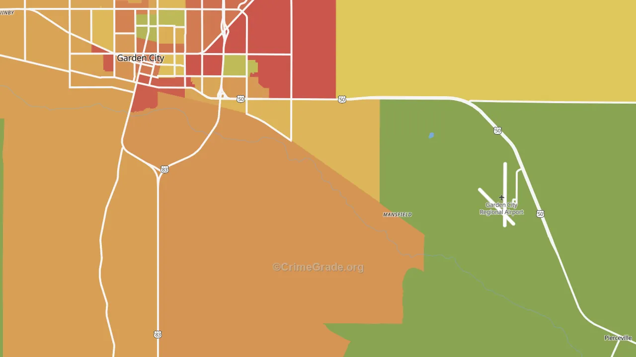 Pierceville, KS Map of Theft Rates