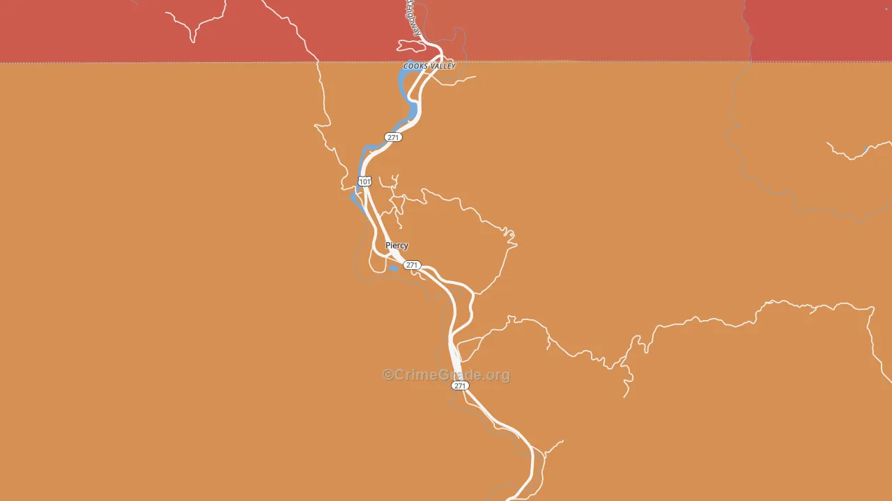 Piercy, CA Map of Theft Rates