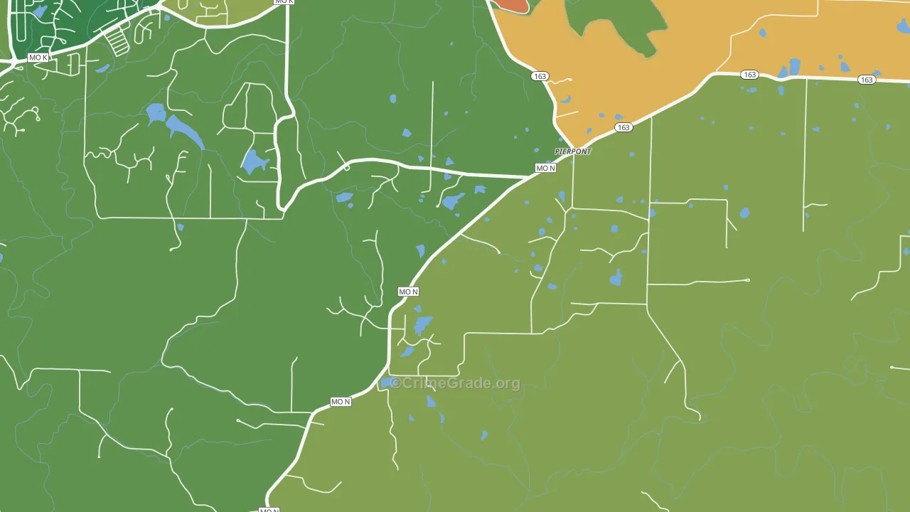 Pierpont, MO Map of Theft Rates