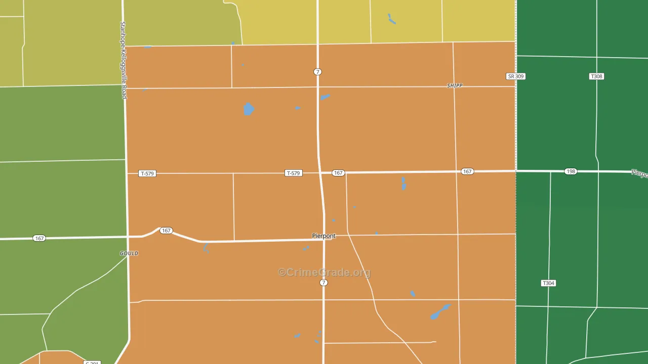 Pierpont, OH Map of Theft Rates
