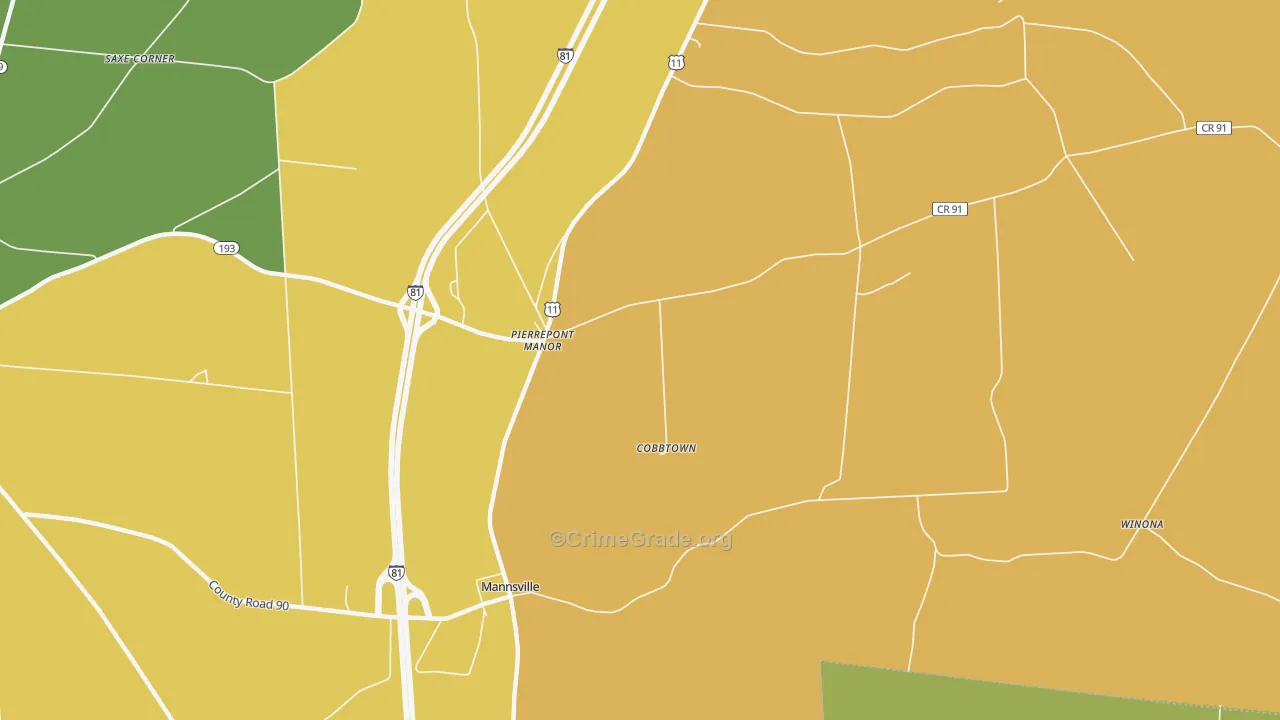Pierrepont Manor, NY Map of Theft Rates