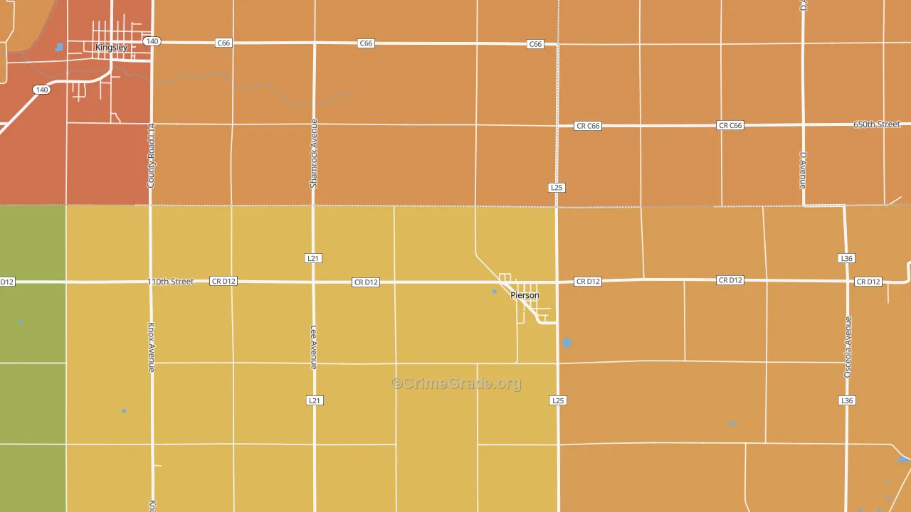 Pierson, IA Map of Theft Rates