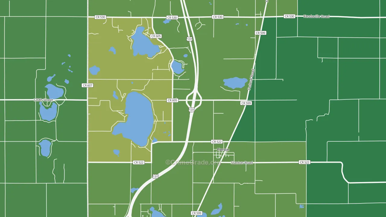Pierson, MI Map of Theft Rates