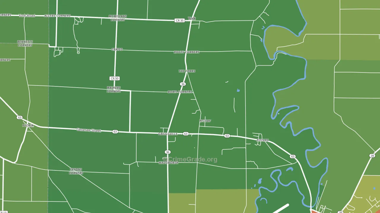 Piffard, NY Map of Theft Rates