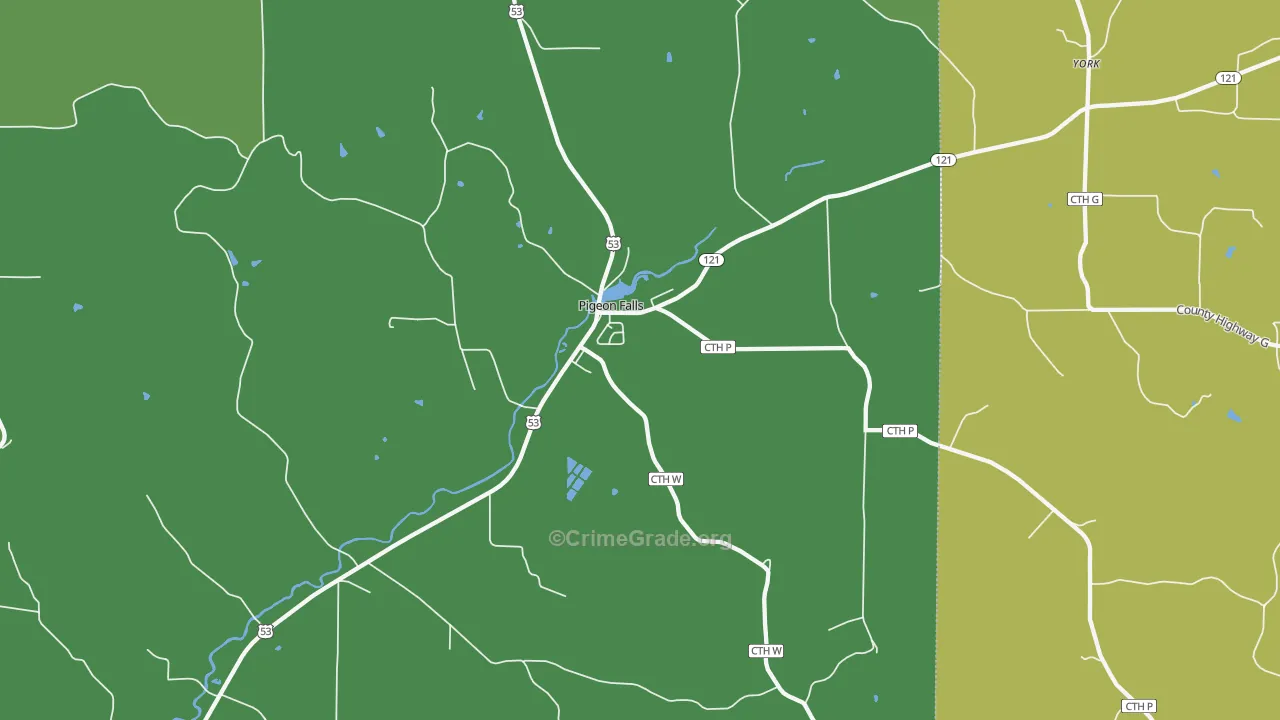 Pigeon Falls, WI Map of Theft Rates