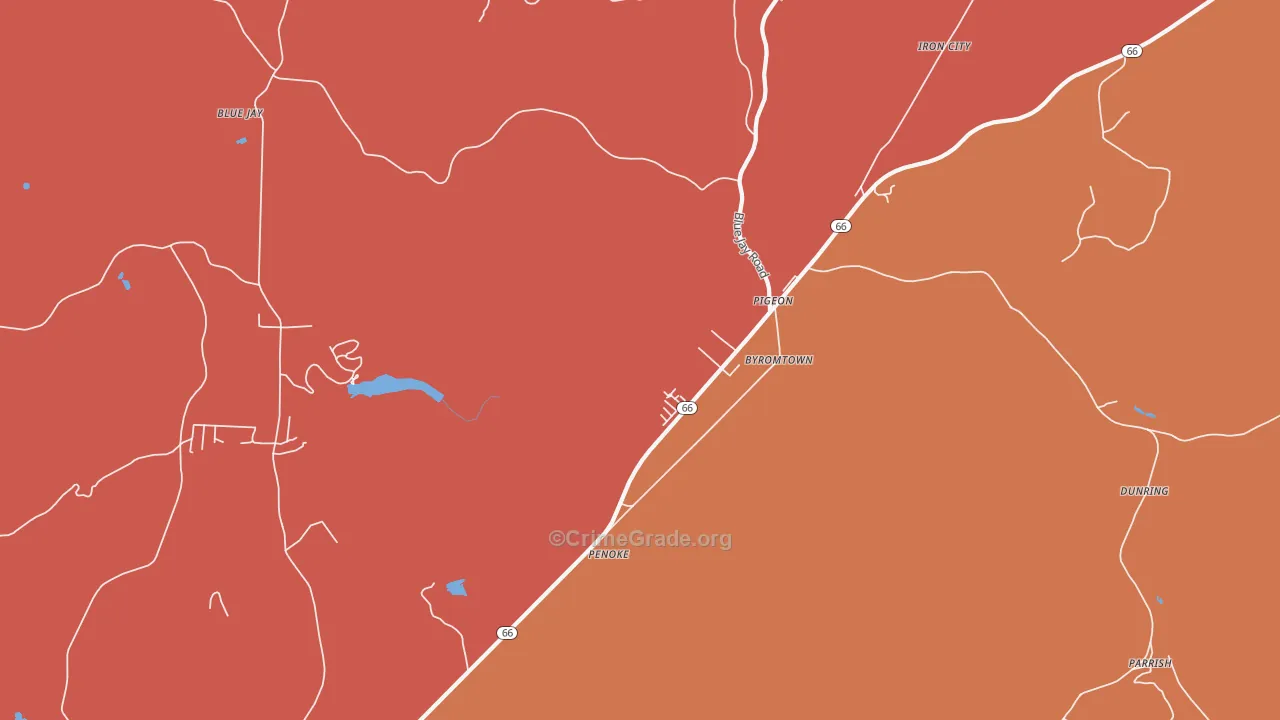 Pigeon, PA Map of Theft Rates