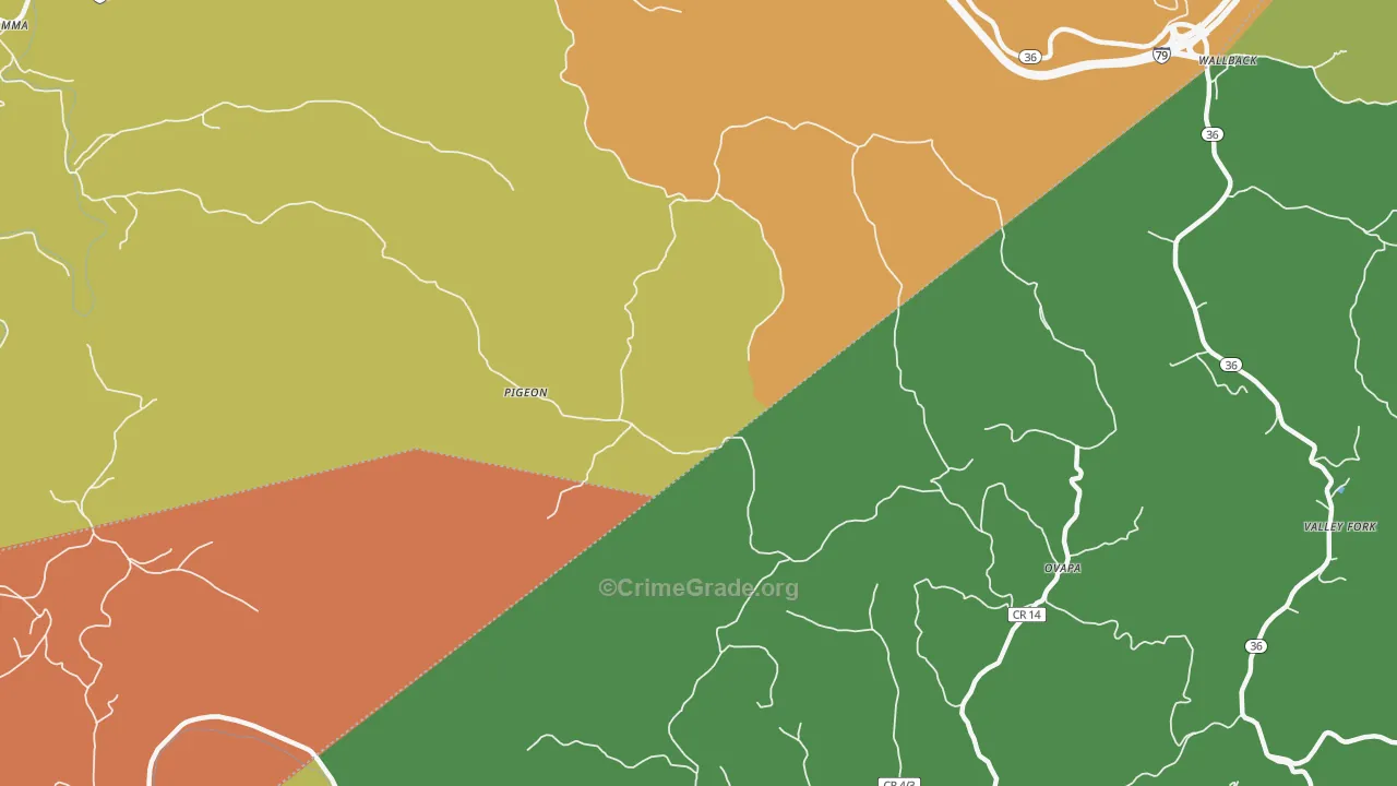 Pigeon, WV Map of Theft Rates