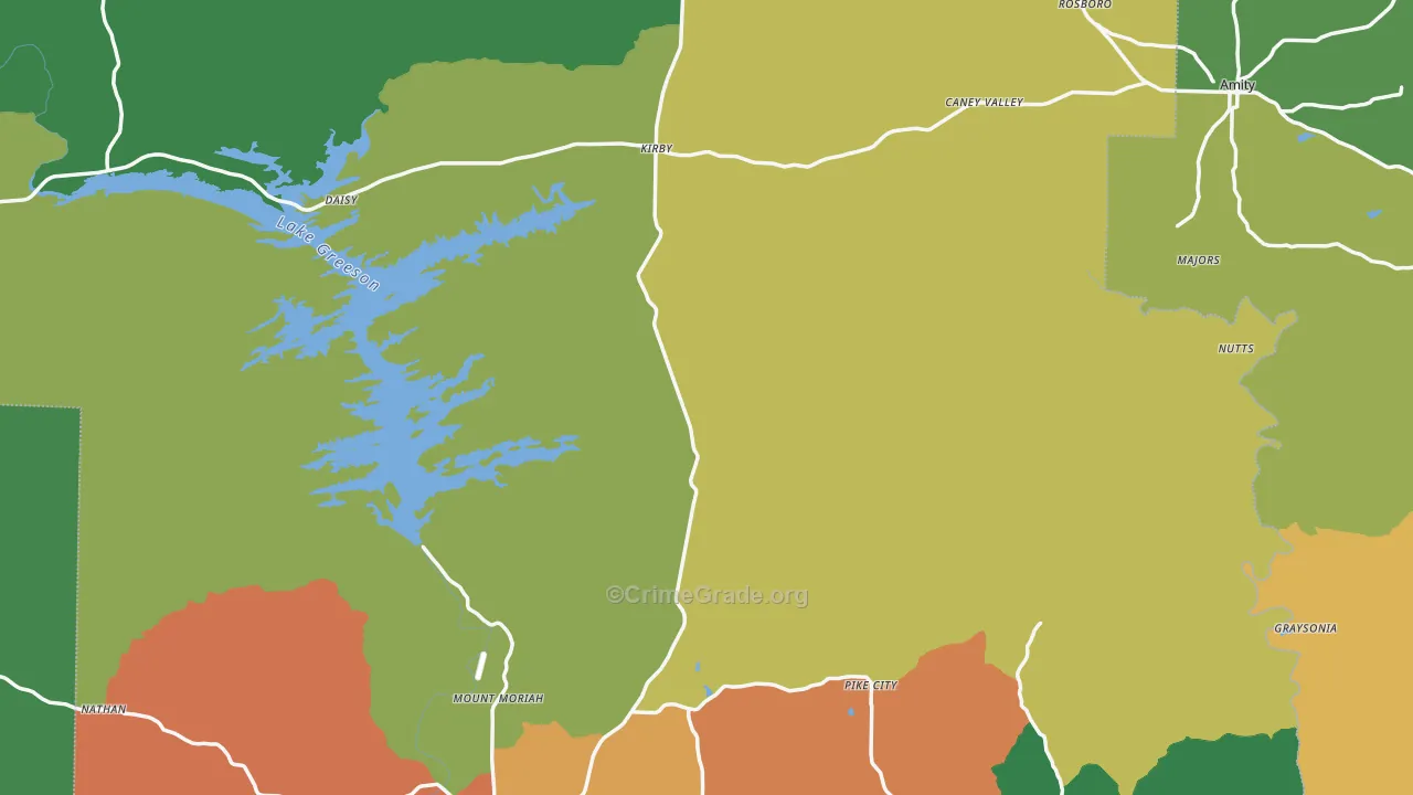 Pike County, AR Map of Theft Rates