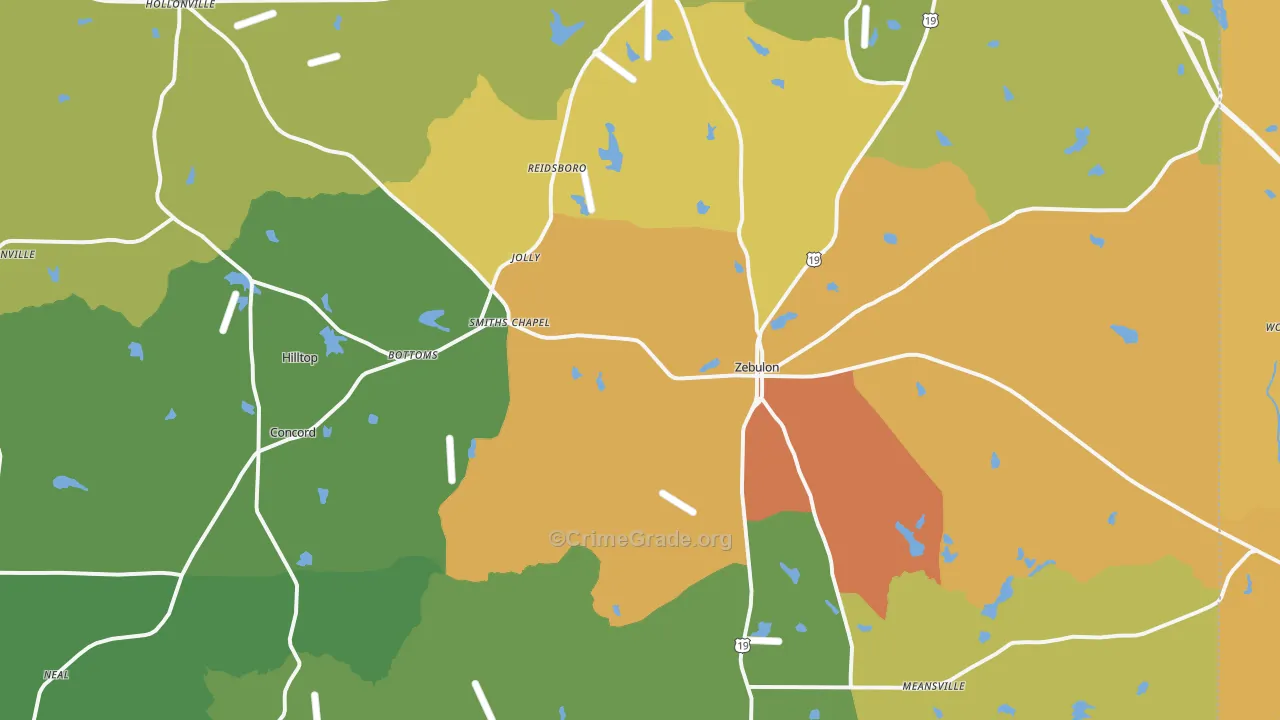 Pike County, GA Map of Theft Rates