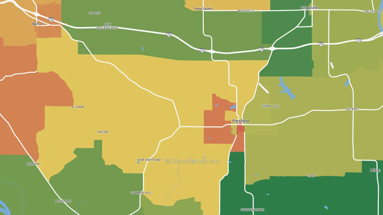 Pike County, IL Map of Theft Rates