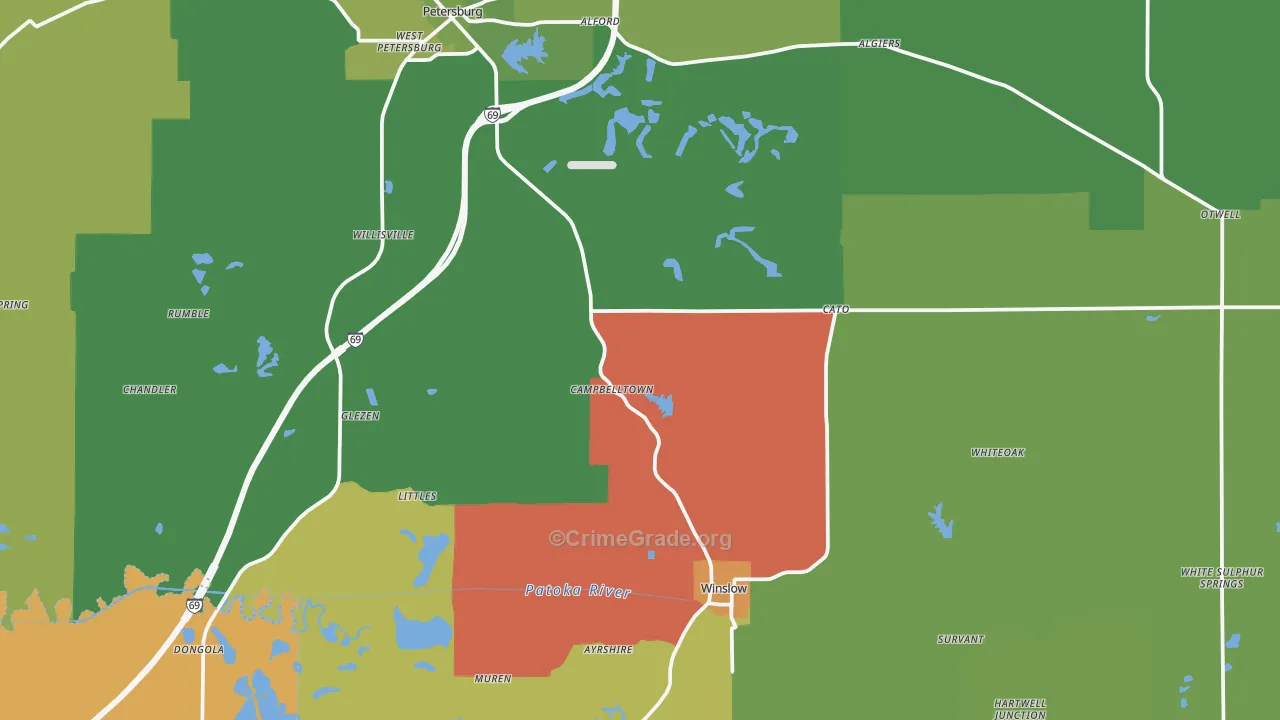 Pike County, IN Map of Theft Rates
