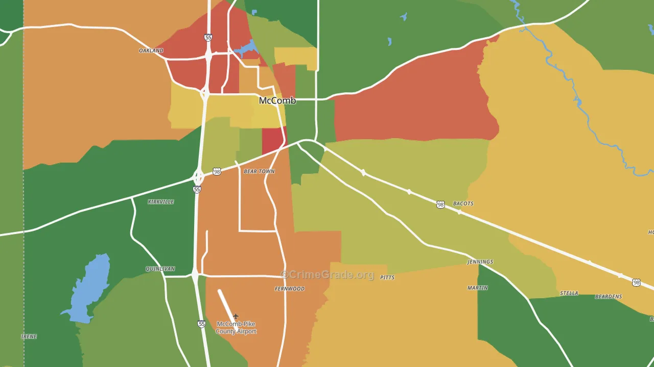 Pike County, MS Map of Theft Rates
