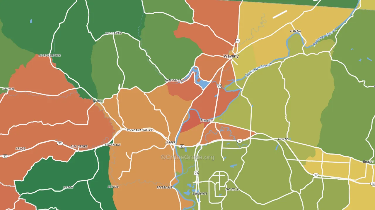Pike County, OH Map of Theft Rates