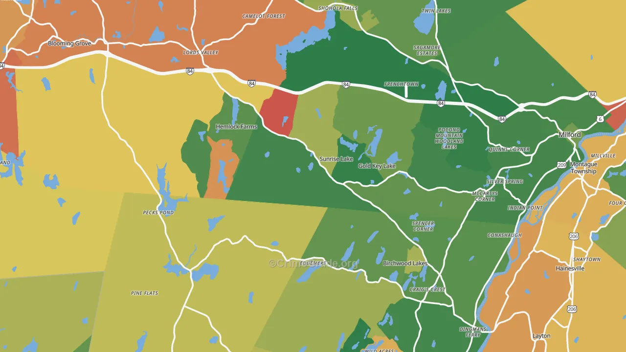 Pike County, PA Map of Theft Rates