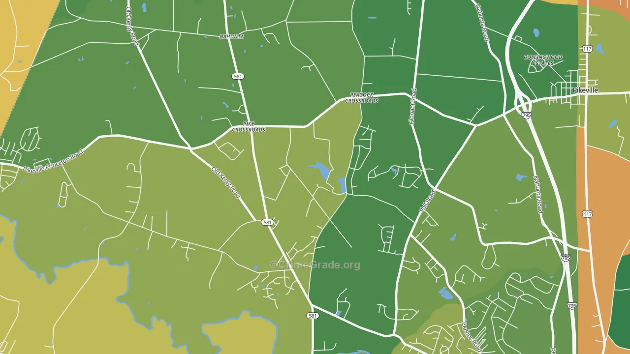 Pike Crossroads, NC Map of Theft Rates