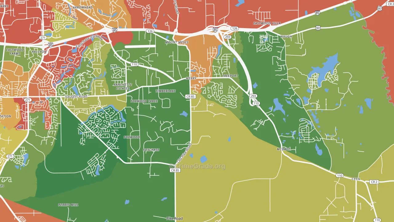 Pike Road, AL Map of Theft Rates