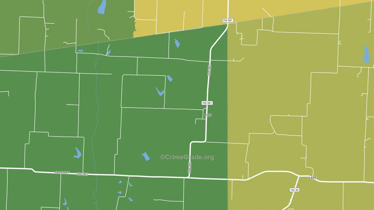 Pike, TX Map of Theft Rates