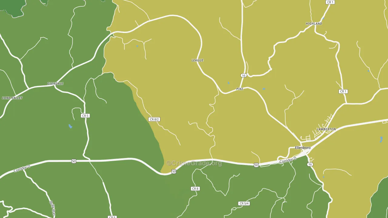 Pike, WV Map of Theft Rates