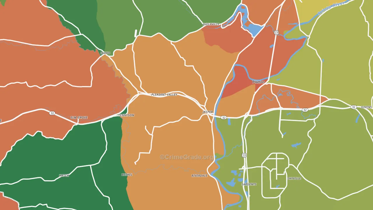 Piketon, OH Map of Theft Rates