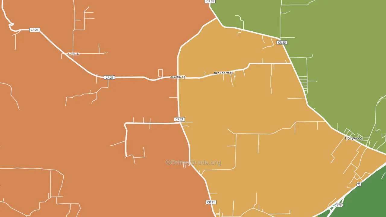 Pikeville, AL Map of Theft Rates