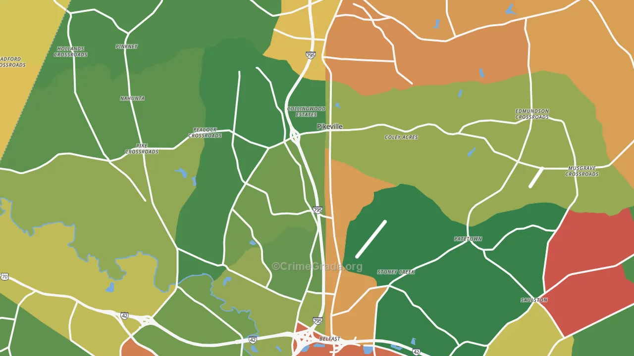 Pikeville, NC Map of Theft Rates