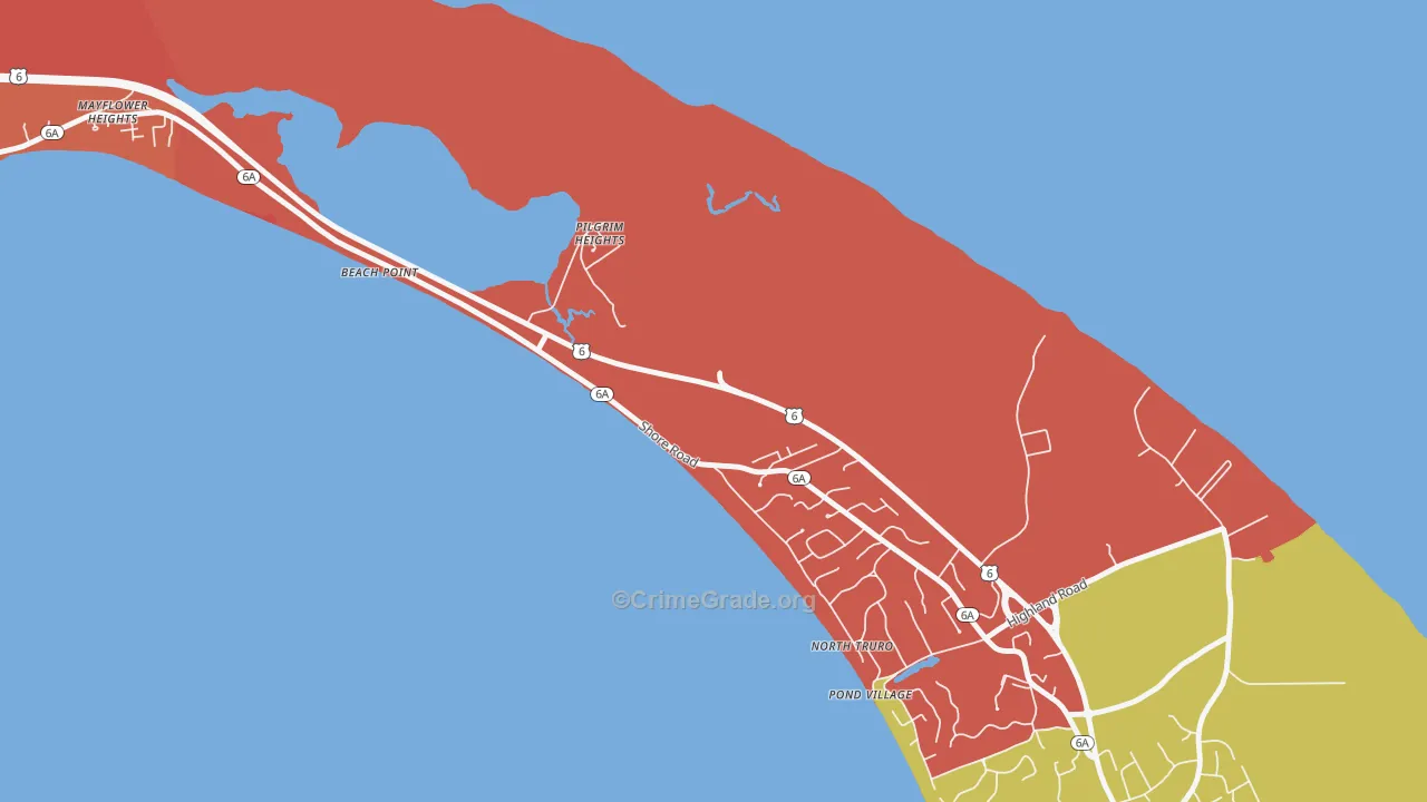 Pilgrim Heights, MA Map of Theft Rates